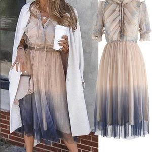 Gradient Pleated Mesh Tulle dress